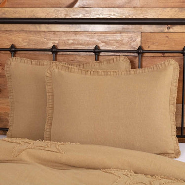 Burlap Natural Standard Sham w/ Fringed Ruffle 21x27 VHC Brands - The Fox Decor